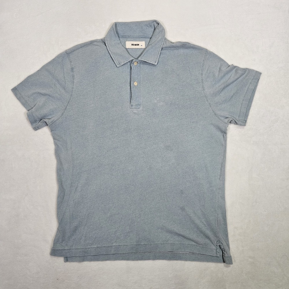 Buck Mason Polo Shirt Men's Large Short Sleeve‎ Collared Preppy Comfort Blue